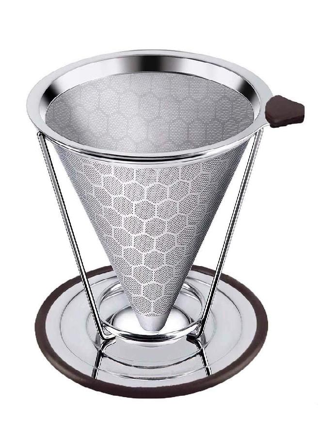 HOMEE Pour Over Coffee Dripper - 304 Stainless Steel Double-layer Coffee Filter fits Hand-grinding Coffee, 1-6 Cups Brew Once a Time Suitable for Families - Image 1